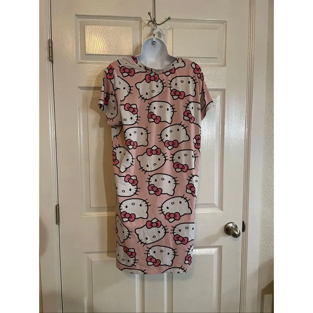 Sanrio Medium Hello Kitty Nightgown Pajama Dress Lounge Wear Pink